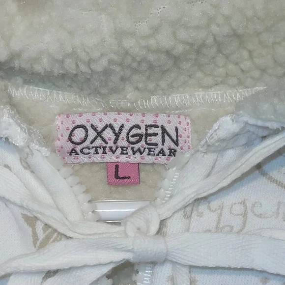 Oxygen Activewear Women's White  Sleeveless Plush Trim Hoodie Size Large - Picture 6 of 13